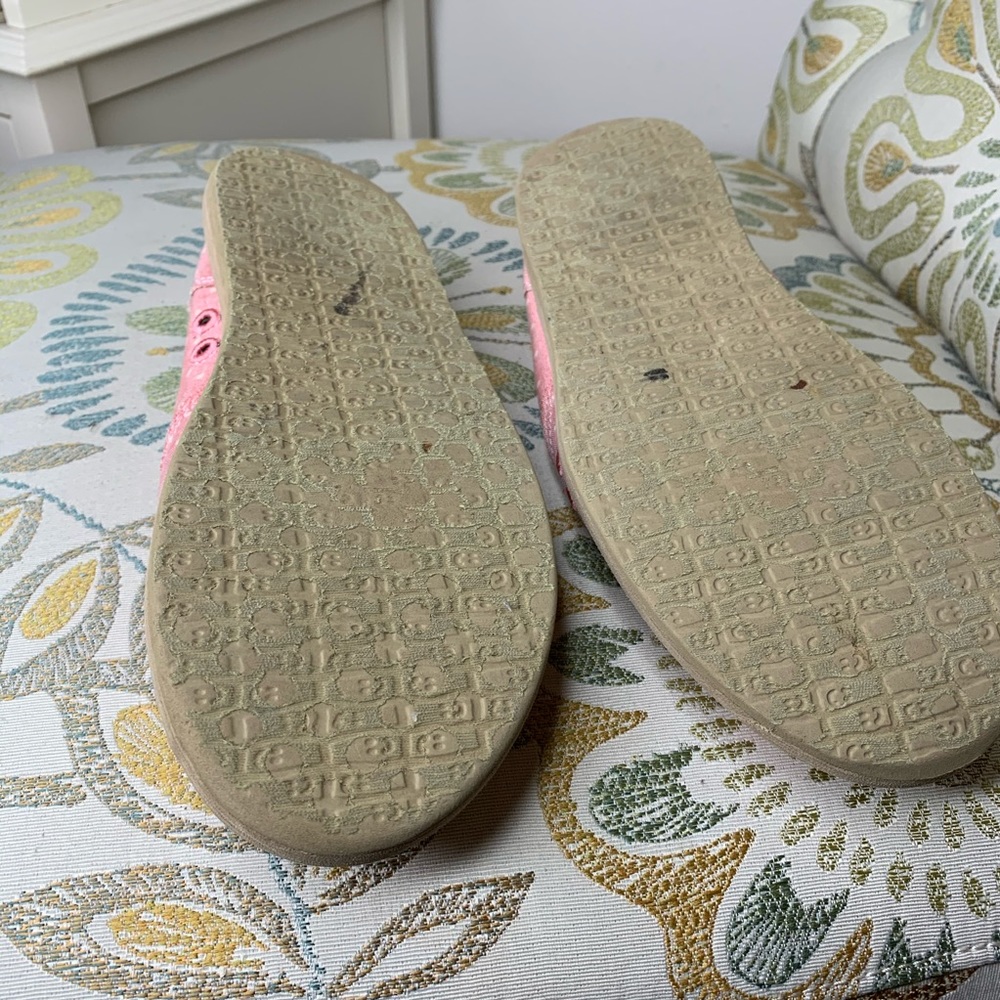 Sanuk Pink White Polka Dots Sidewalk Loafers Sz 9 - Picture 4 of 4